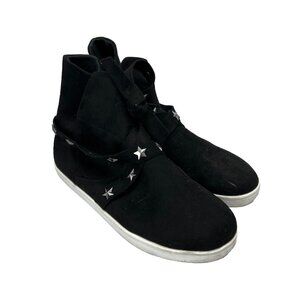 Brash Black Soft Comfy Star Straps Sneakers Zip Ankle Boots Shoes Womens Size 6